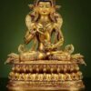 Gilded Vajrasattva Statue, 24K Gold Plated Copper Buddhist Deity, Exquisite Tibetan Buddha Figurine for Home Altar