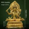 Manjushri Buddha Statue, Fully Gilded Gold Manjushri Copper Sculpture, Manjusri Bodhisattva Wisdom Buddha Home Decor, Sacred Buddhist Art