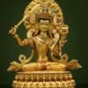 Manjushri Buddha Statue, Fully Gilded Gold Manjushri Copper Sculpture, Manjusri Bodhisattva Wisdom Buddha Home Decor, Sacred Buddhist Art