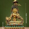 Gilded Copper Sitatapatra Statue, White Umbrella Goddess, Dukkar Buddha, Inlaid Colorful Beads, Tibetan Buddhist Art for Home Decor Altar