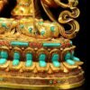 Gilded Copper Sitatapatra Statue, White Umbrella Goddess, Dukkar Buddha, Inlaid Colorful Beads, Tibetan Buddhist Art for Home Decor Altar