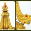 Gold Gilt Brass Buddhist Stupa Pagoda | Tibetan Relic Tower | Sacred Altar & Meditation Home Decor