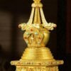 Gold Gilt Brass Buddhist Stupa Pagoda | Tibetan Relic Tower | Sacred Altar & Meditation Home Decor