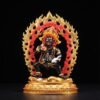 Handmade Black Jambhala Statue - Tibetan God of Wealth - 10.6" Nepalese Copper Painted Buddhist Deity - Feng Shui Wealth Protector