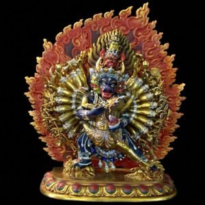 il_fullxfull.7671519798_3u7a Vajrabhairava Statue - Tibetan Yamantaka Buddha with Hand-painted Halo - Nepalese Bronze Art - Tantric Buddhist Protector Sculpture