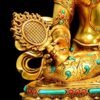 Gilded Copper Sitatapatra Statue, White Umbrella Goddess, Dukkar Buddha, Inlaid Colorful Beads, Tibetan Buddhist Art for Home Decor Altar