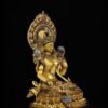 Nepali Handcrafted Green Tara Statue Gold Gilded Bronze Tibetan Buddha Goddess Figurine for Home Altar Decor, Zen Spiritual Healing Gift