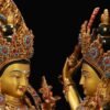 Nepal Handmade Copper Gilt Manjushri Statue, Gold Plated Bodhisattva of Wisdom, Tibetan Buddhist Altar Decor, Zen Gift