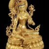 Nepali Green Tara Statue in 2 Styles - 5.9" Gold Gilded or Hand-Painted Tibetan Buddha - Copper Goddess Figurine for Home Altar & Meditation