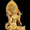 Nepali Green Tara Statue in 2 Styles - 5.9" Gold Gilded or Hand-Painted Tibetan Buddha - Copper Goddess Figurine for Home Altar & Meditation
