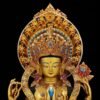 Nepali Handmade 24k Gold Gilded Four-Armed Chenrezig Statue - Tibetan Avalokiteshvara Buddha - Copper Buddhist Altar Decor - Spiritual Gift