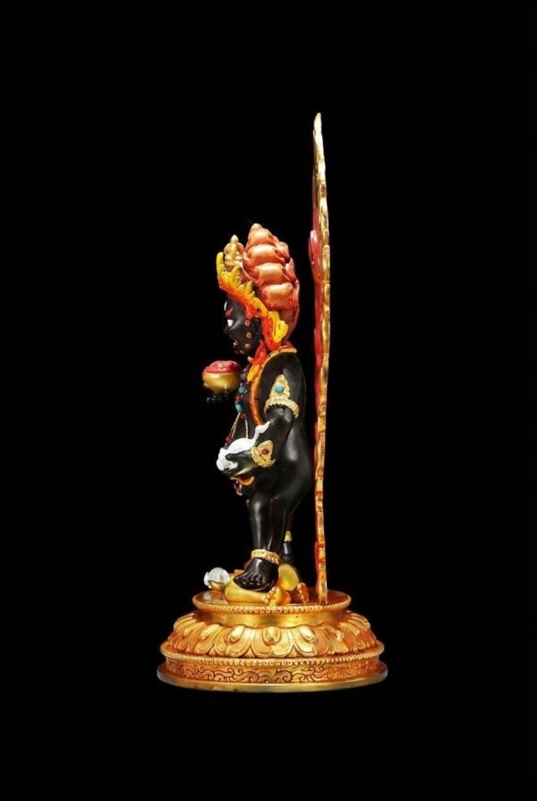 Handmade Black Jambhala Statue - Tibetan God of Wealth - 10.6" Nepalese Copper Painted Buddhist Deity - Feng Shui Wealth Protector