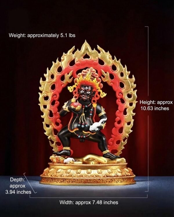 Handmade Black Jambhala Statue - Tibetan God of Wealth - 10.6" Nepalese Copper Painted Buddhist Deity - Feng Shui Wealth Protector