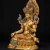 Nepali Handcrafted Green Tara Statue Gold Gilded Bronze Tibetan Buddha Goddess Figurine for Home Altar Decor, Zen Spiritual Healing Gift