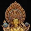 Nepali Handcrafted Green Tara Statue Gold Gilded Bronze Tibetan Buddha Goddess Figurine for Home Altar Decor, Zen Spiritual Healing Gift
