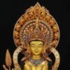 Nepal Handcrafted Ksitigarbha Bodhisattva Statue, Gilded Bronze Tibetan Buddha, Jizo Buddha Figurine, Buddhist Home Decor, Spiritual Gift