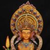 Painted Ksitigarbha Bodhisattva, Tibetan Gilded Copper Buddha Statue from Nepal, Earth Store Bodhisattva Altar Decor, Buddhist Ritual Art