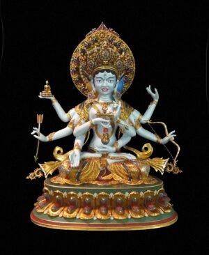 Handmade Tibetan Ushnishavijaya Statue - Nepali Painted Copper Buddha - Namgyalma Goddess for Longevity & Healing - Sacred Buddhist Art 10.6