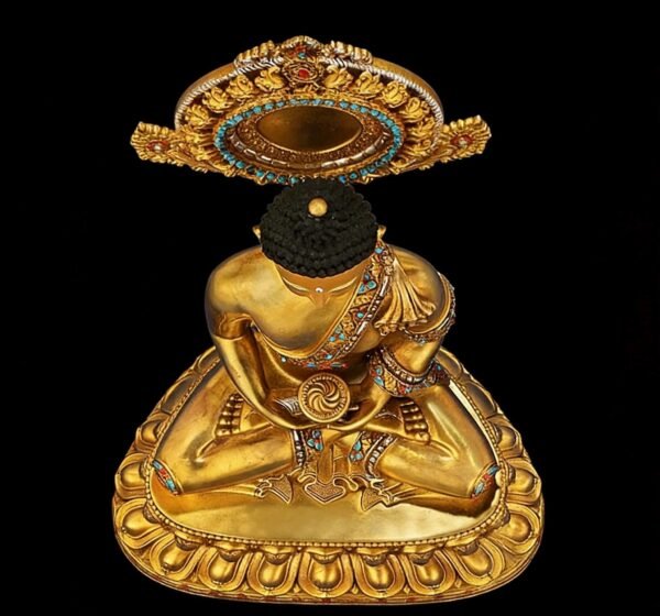 Amitabha Buddha Statue - Nepal Gilt Bronze Craft - Tibetan Buddhism Figurine, Handcrafted Medicine Buddha Ritual Decor, Spiritual Zen Gift