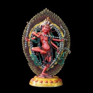 Kurukulla Statue, Tibetan Goddess of Love, Hand Painted Copper Buddhist Deity, Repousse Art, Spiritual Altar Gift, Mandala