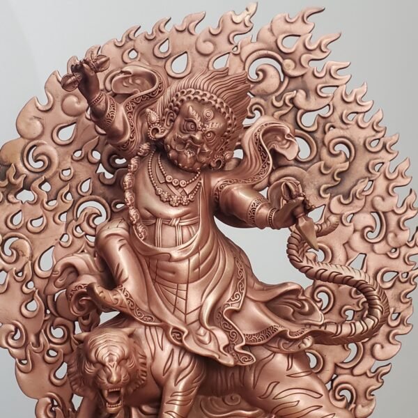 Tibetan Brass Wrathful Guru Rinpoche Statue, Padmasambhava Buddha Figure for Home Altar Shrine, Protective Car Mascot Ornament Gift