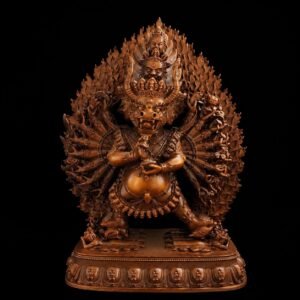 Solitary Hero Yamantaka Bronze Statue, Handcrafted Tibetan Protector Dharma Icon, Buddhist Meditation Altar Shrine, 4.7" Vajra Deity Art