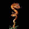 Chinese Brass Dragon Statue, Feng Shui Water Dragon Sculpture for Wealth, Neo-Chinese Living Room Decor, Luxury Office Desk Gift