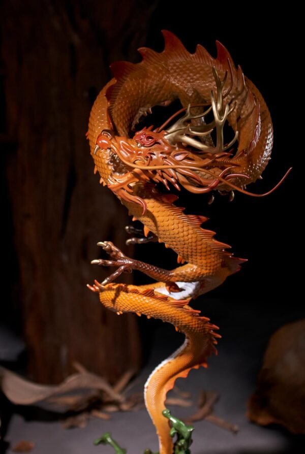 Chinese Brass Dragon Statue, Feng Shui Water Dragon Sculpture for Wealth, Neo-Chinese Living Room Decor, Luxury Office Desk Gift
