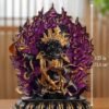 Ancient Glass Two-Armed Mahakala Dharma Protector, Traditional Liuli Art, Home Altar Sacred Décor