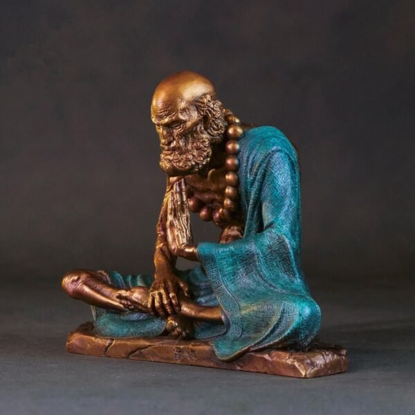 Bronze Meditating Daruma Statue Zen Buddhist Sculpture Office Desk Decor Original Brass Bodhidharma Figurine Spiritual Collectible Gift