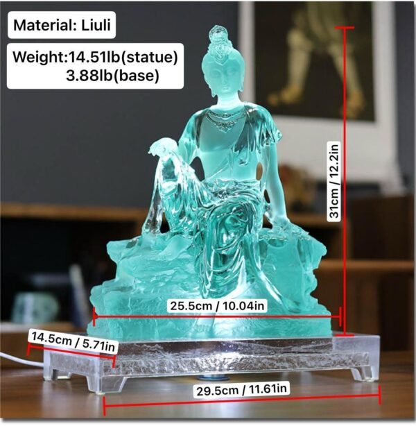 Colored Glaze Guanyin Statue • Avalokiteshvara Buddha Sculpture • Water Moon Guanyin for Home Altar • Zen Buddhist Decor • Feng Shui Gift