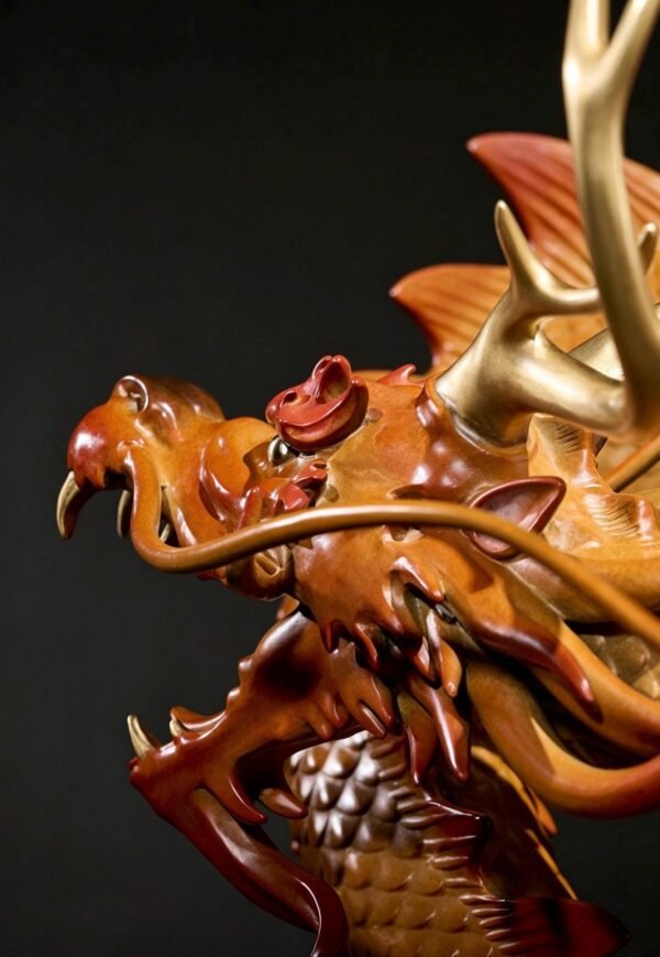 Chinese Brass Dragon Statue, Feng Shui Water Dragon Sculpture for Wealth, Neo-Chinese Living Room Decor, Luxury Office Desk Gift