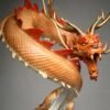 Chinese Brass Dragon Statue, Feng Shui Water Dragon Sculpture for Wealth, Neo-Chinese Living Room Decor, Luxury Office Desk Gift