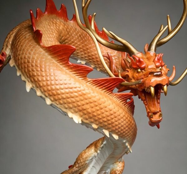 Chinese Brass Dragon Statue, Feng Shui Water Dragon Sculpture for Wealth, Neo-Chinese Living Room Decor, Luxury Office Desk Gift