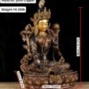 14 Inch Green Tara Statue, Nepalese Handmade Copper Gilt Silver Tara, Tibetan Buddhist Goddess, Feng Shui Altar Decor, Healing Mother Buddha
