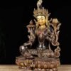 14 Inch Green Tara Statue, Nepalese Handmade Copper Gilt Silver Tara, Tibetan Buddhist Goddess, Feng Shui Altar Decor, Healing Mother Buddha