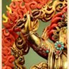 Gilt Brass Vajrapani Statue Wrathful Tibetan Buddhist Deity Mahabala Home Altar Decor Turquoise Inlaid Protection Guardian Bodhisattva