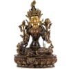 14 Inch Green Tara Statue, Nepalese Handmade Copper Gilt Silver Tara, Tibetan Buddhist Goddess, Feng Shui Altar Decor, Healing Mother Buddha