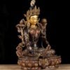 14 Inch Green Tara Statue, Nepalese Handmade Copper Gilt Silver Tara, Tibetan Buddhist Goddess, Feng Shui Altar Decor, Healing Mother Buddha