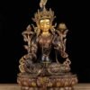 14 Inch Green Tara Statue, Nepalese Handmade Copper Gilt Silver Tara, Tibetan Buddhist Goddess, Feng Shui Altar Decor, Healing Mother Buddha