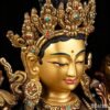 14 Inch Green Tara Statue, Nepalese Handmade Copper Gilt Silver Tara, Tibetan Buddhist Goddess, Feng Shui Altar Decor, Healing Mother Buddha