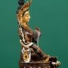 Nepalese Green Tara Statue, Copper Gold Silver Plated Buddhist Goddess Statue, Handmade Tibetan Shrine Altar Home Desktop Decor