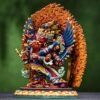 Painted Solid Copper Hayagriva Statue 15cm, Handcrafted Tibetan Buddhist Wrathful Guardian Deity, Vajrayana Altar Decor Gift
