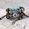 Tibetan Evil Eye Turquoise Leather Protection Bracelet mySite